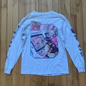 Game Grumps White Long Sleeve Graphic Tee Arcade Anime Style Mens Size Medium